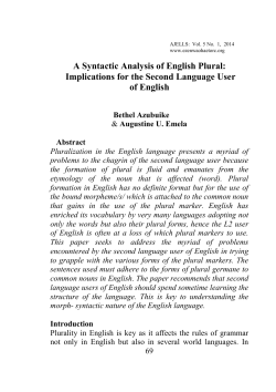 A Syntactic Analysis of English Plural: Implications for the Second