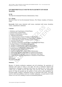 Environmentally Sound Management of Solid Wastes