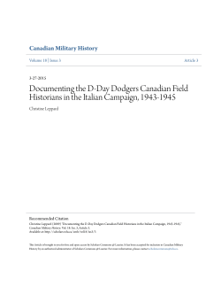 Documenting the D-Day Dodgers Canadian Field Historians in the
