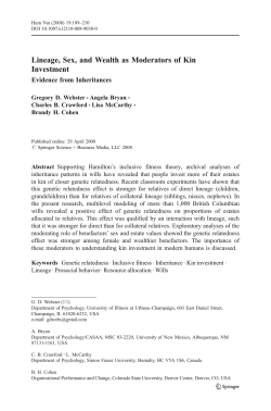 Lineage, Sex, and Wealth as Moderators of Kin Investment