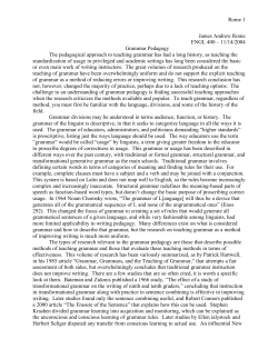 Rome 1 James Andrew Rome ENGL 400 &ndash; 11/14/2004 Grammar