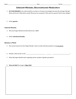 Gregor Mendel Background Research