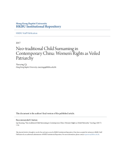 Neo-traditional Child Surnaming in Contemporary China: Women`s