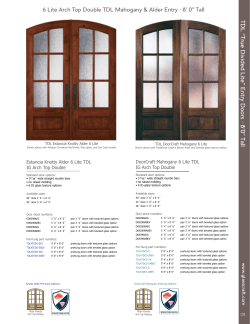 TDL “True Divided Lite” Entry Doors • 8`0” Tall