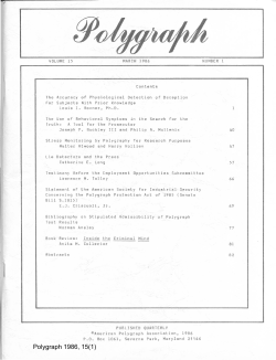 Polygraph 1986, 15(1) - American Polygraph Association
