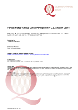 Foreign States` Amicus Curiae Participation in US Antitrust