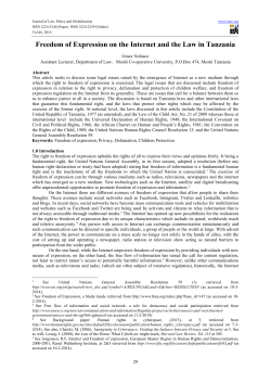 Freedom of Expression on the Internet and the Law in Tanzania