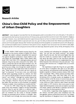 China`s One-Child Policy and the Empowerment of
