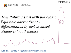 Tom`s Presentation - Mixed Attainment Maths