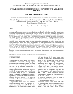 STUDY REGARDING NITRIFICATION IN EXPERIMENTAL