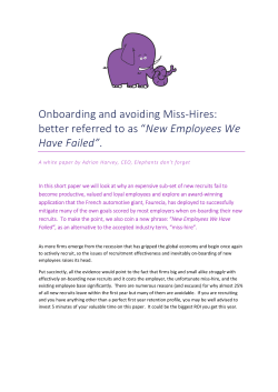 Onboarding and avoiding Miss‐Hires: better referred to as “New