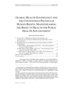 global health governance and the contentious - UNC