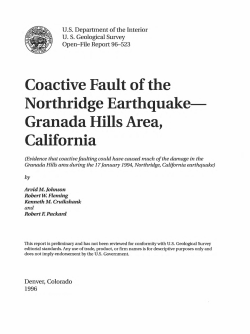 Coactive Fault of the Northridge Earthquake Granada Hills Area