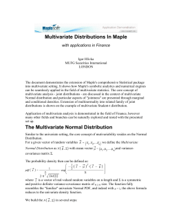 Multivariate Distributions In Maple The Multivariate Normal Distribution