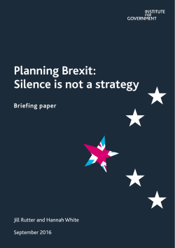 Planning Brexit: Silence is not a strategy