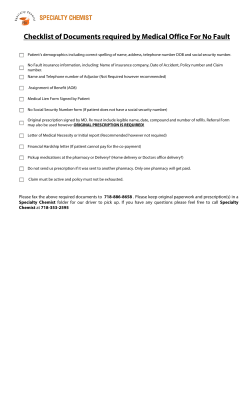 No Fault Form - Specialty Chemist
