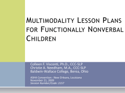 Multimodality Lesson Plans for Functionally Nonverbal