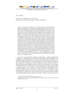 The Pragmatist Skepsis as a Social Practice. Skepticism, Irony and