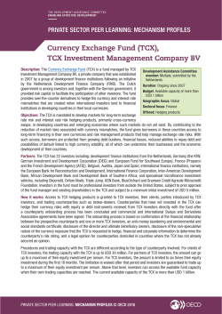 Currency Exchange Fund (TCX), TCX Investment