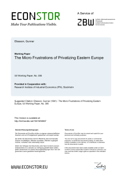 The Micro Frustrations of Privatizing Eastern Europe