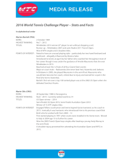 2016 World Tennis Challenge Player &ndash; Stats and Facts