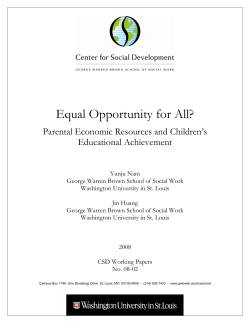 Equal opportunity for all? - Center for Social Development