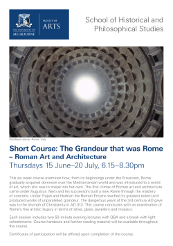 The Grandeur that was Rome Thursdays 15 June