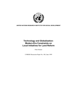 Modern-Era Constraints on Local Initiatives for Land Reform