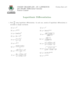 Logarithmic Differentiation - SLC Home Page