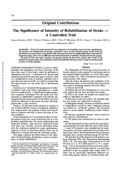 Original Contributions The Significance of Intensity of