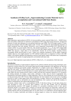 Synthesis of ErBa2Cu3O7-&delta; Superconducting Ceramic Material via