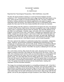 THE SECRET GARDEN by Dr. Gloria Avrech Reprinted from