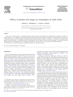 Effects of product unit image on consumption of snack foods