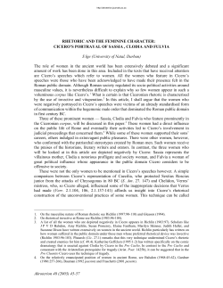 CICERO`S PORTRAYAL OF SASSIA , CLODIA AND