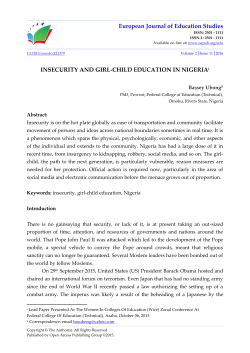 European Journal of Education Studies INSECURITY AND GIRL