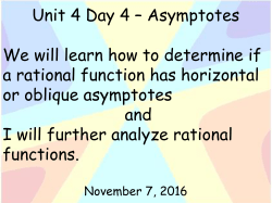 Unit 4 Day 4 – Asymptotes We will learn how to determine if a