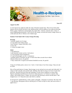 Issue 622 August 16, 2016 A sweet and savory salad can make for