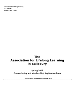 spring 2017 catalog - Association for Lifelong Learning