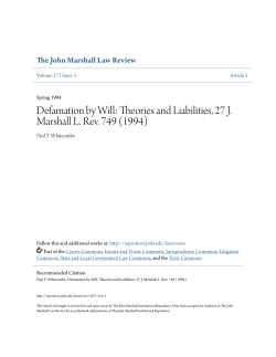 Defamation by Will: Theories and Liabilities, 27 J. Marshall L. Rev. 749
