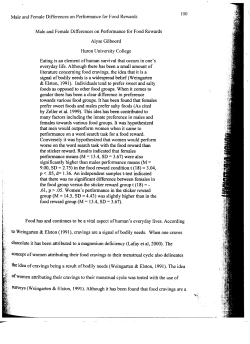 Male and Female Differences on Performance for Food Rewards