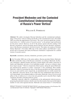 President Medvedev and the Contested Constitutional