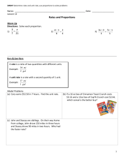 Rates and Proportions - White Plains Public Schools