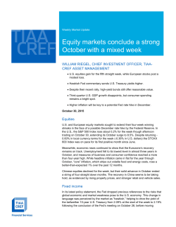 Equity markets conclude a strong October with a mixed week