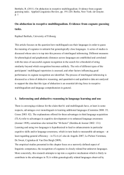 On abduction in receptive multilingualism. Evidence from cognate