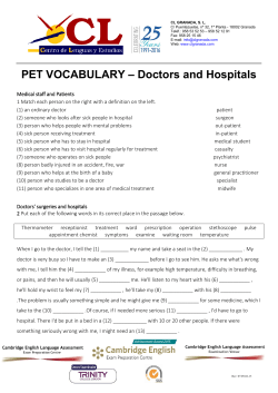 PET VOCABULARY &ndash; Doctors and Hospitals