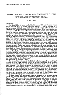 migration, settlement and occupance on the kano plains of western