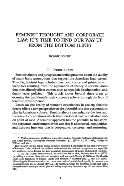 FEMINIST THOUGHT AND CORPORATE LAW: IT`S TIME TO FIND