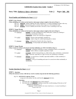 Story Title: Zathura a Space Adventure Unit: 3 Pages: 360 &ndash; 381