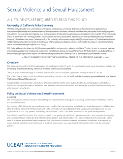 UCEAP Sexual Violence and Sexual Harassment Policy