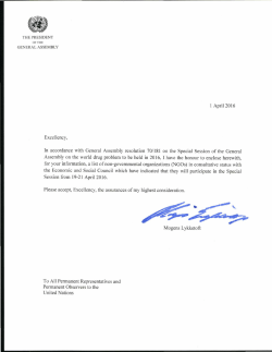 Excellency, I April 2016 In accordance with General Assembly